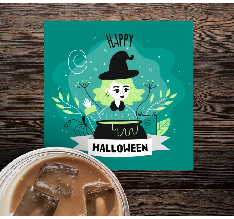 Untersetzer halloween hexe mit kessel - TenStickers
