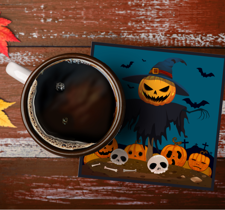 Untersetzer halloween kürbis und vogelscheuche szene - TenStickers