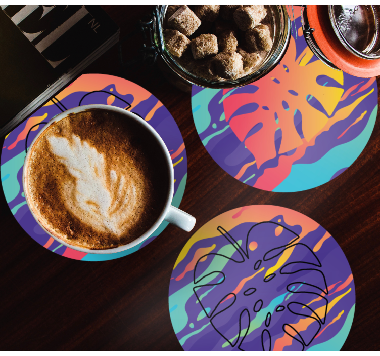 Untersetzer mit bunten blattmustern - TenStickers