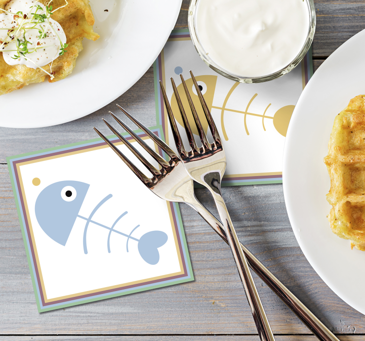 Untersetzer mit bunten fischskeletten - TenStickers