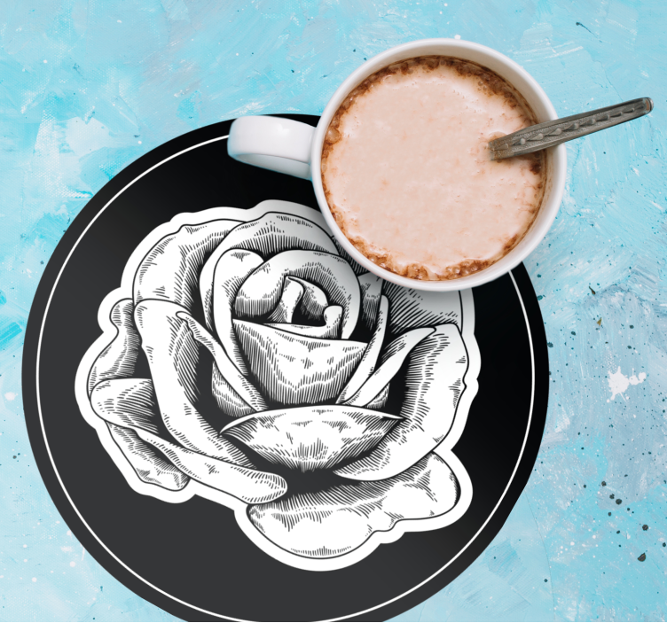 Untersetzer mit filigraner schwarzer rose - TenStickers