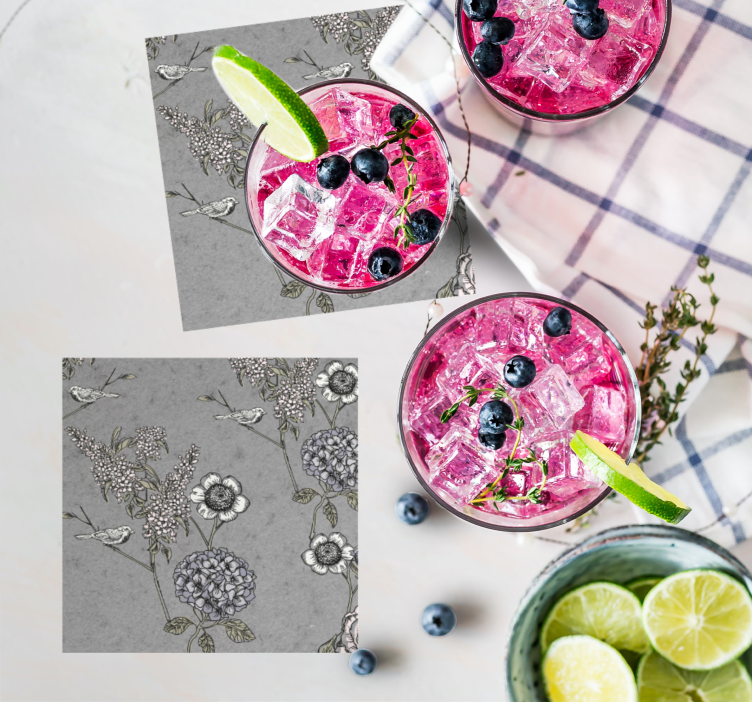 Untersetzer mit floral strukturiertem hintergrund - TenStickers