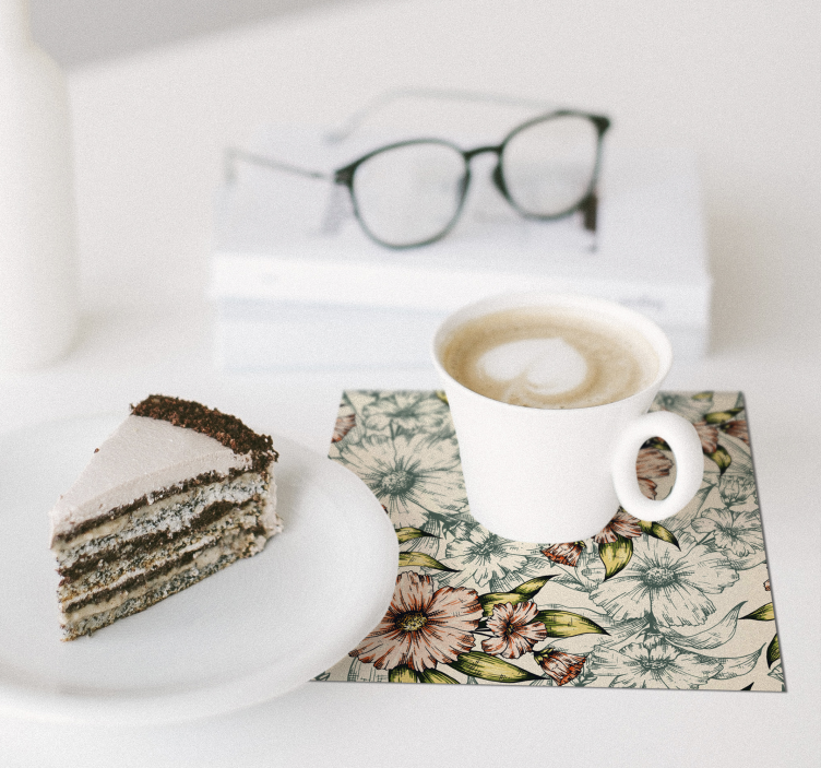 Untersetzer mit floralem muster kunst - TenStickers