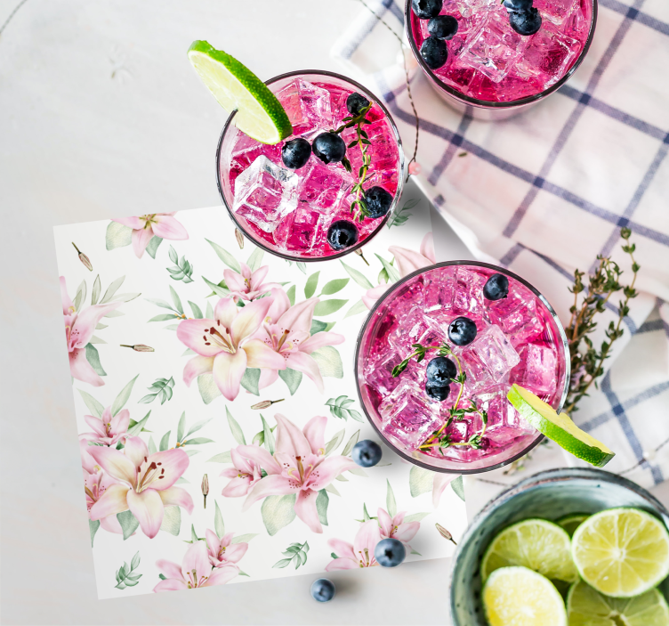 Untersetzer mit floralem muster und lilien - TenStickers