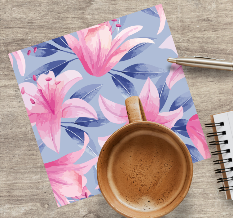 Untersetzer mit floralem muster und rosa lilien - TenStickers