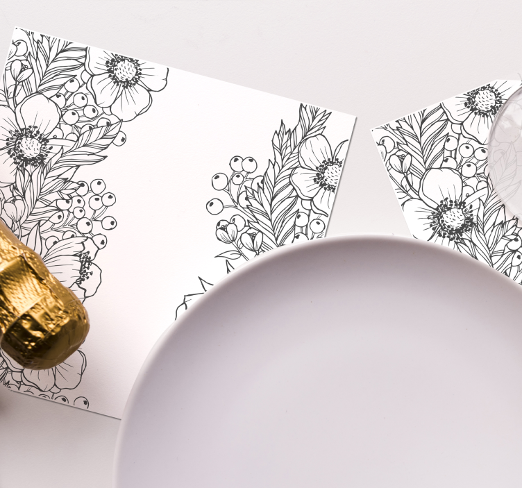 Untersetzer mit floralen konturmuster - TenStickers