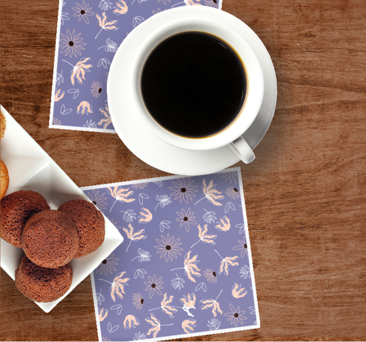 Untersetzer mit floralen mustern auf lila - TenStickers
