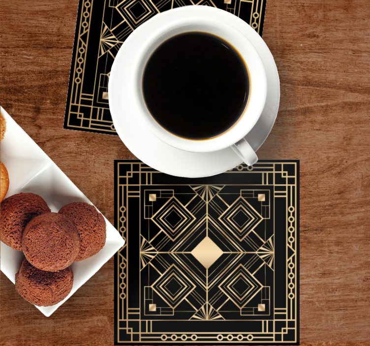 Untersetzer mit geometrischem muster und goldenen akzenten - TenStickers