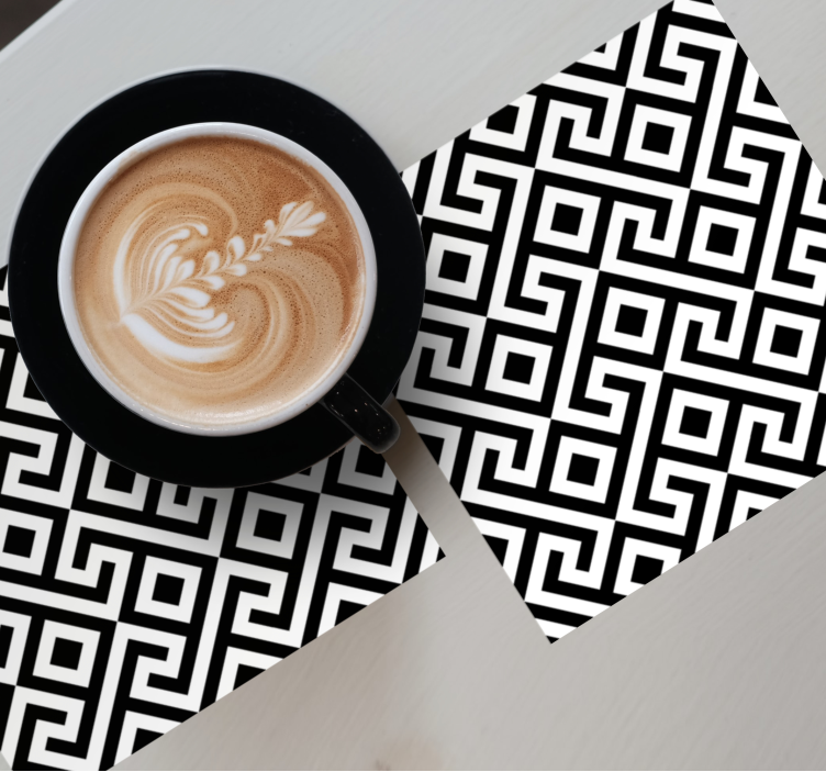 Untersetzer mit geometrischem schwarz-weiß-muster - TenStickers