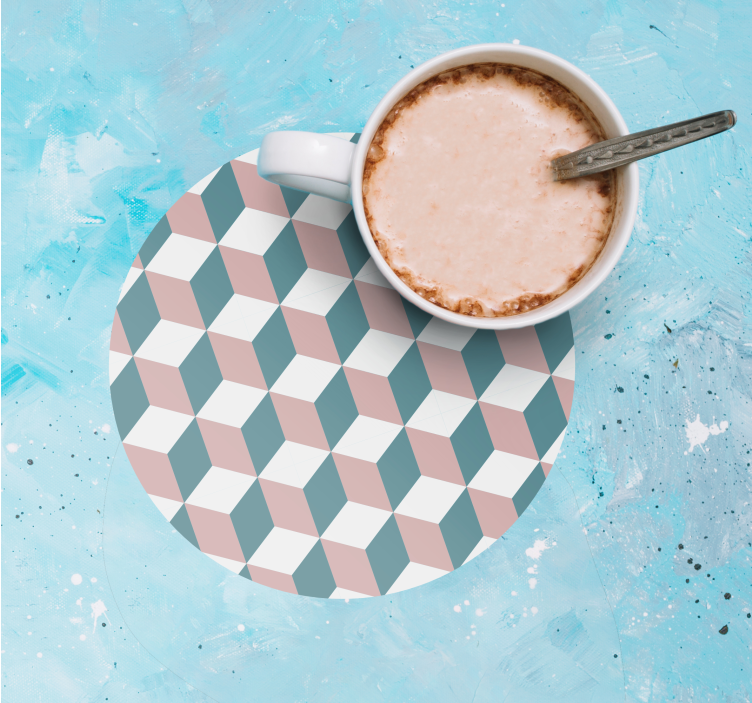 Untersetzer mit geometrischem würfelmuster - TenStickers