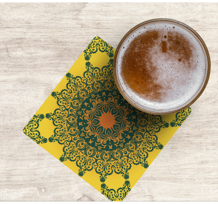 Untersetzer mit kunstvollem gelbem muster - TenStickers