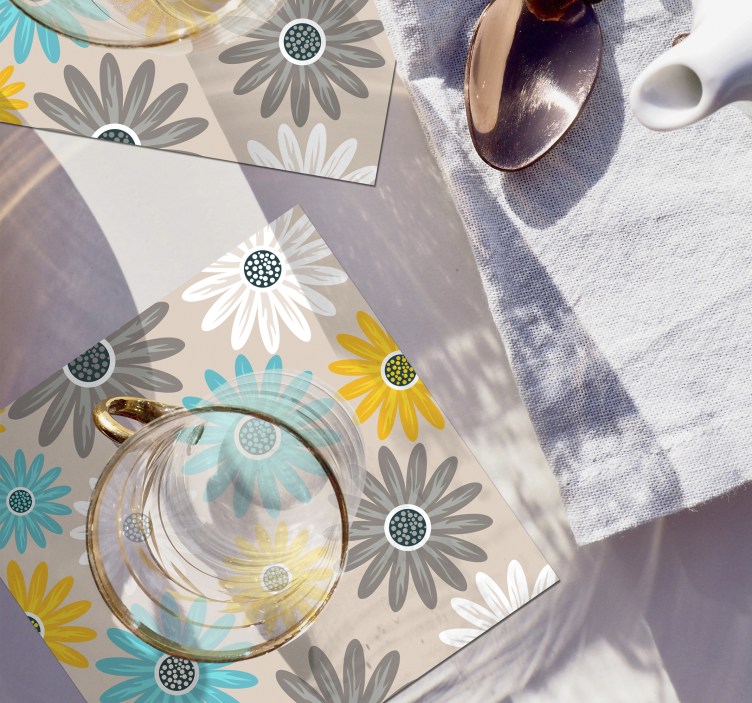 Untersetzer mit lebhaften blumenmotiven - TenStickers