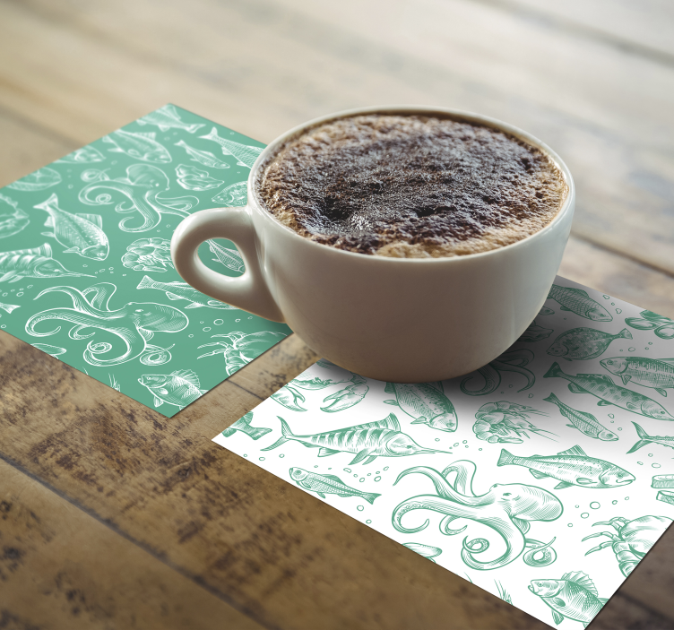 Untersetzer mit meeresfrüchte-musterkunst - TenStickers