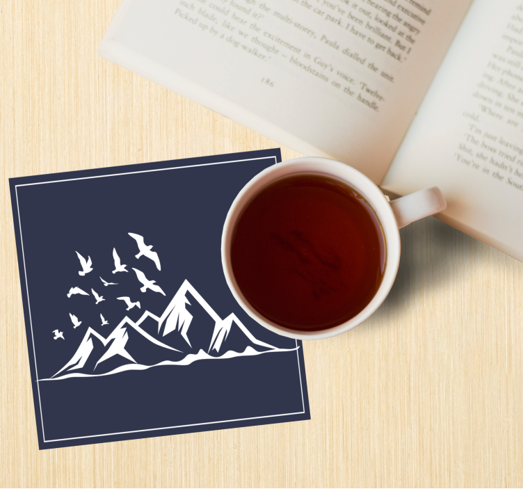 Untersetzer mit silhouette einer berglandschaft - TenStickers