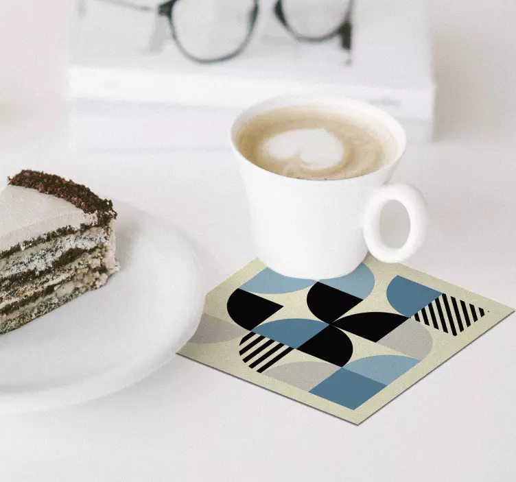 Untersetzer modern Blaues Bauhaus Muster - TenStickers