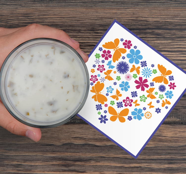 Untersetzer modern blumiges herzarrangement - TenStickers