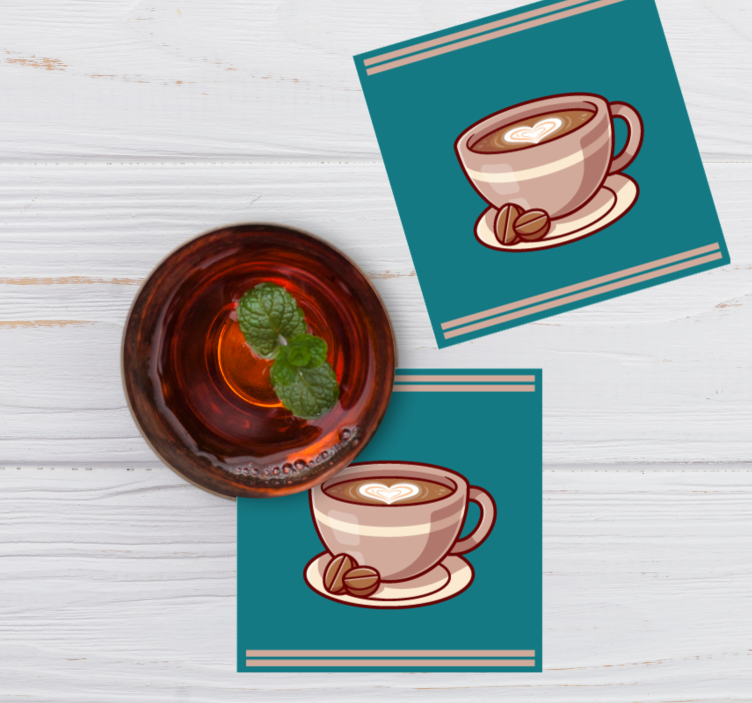 Untersetzer modern kaffeetasse mit herz - TenStickers