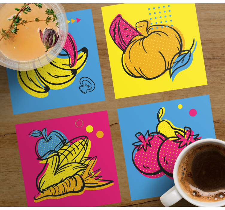 Untersetzer modern mit bunten obstillustrationen - TenStickers