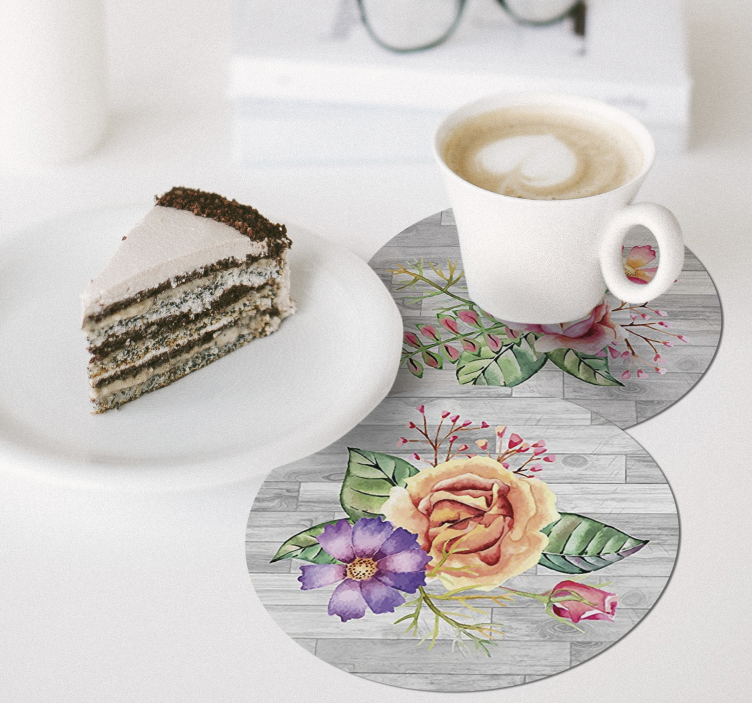 Untersetzer modern mit floralem holzdesign - TenStickers