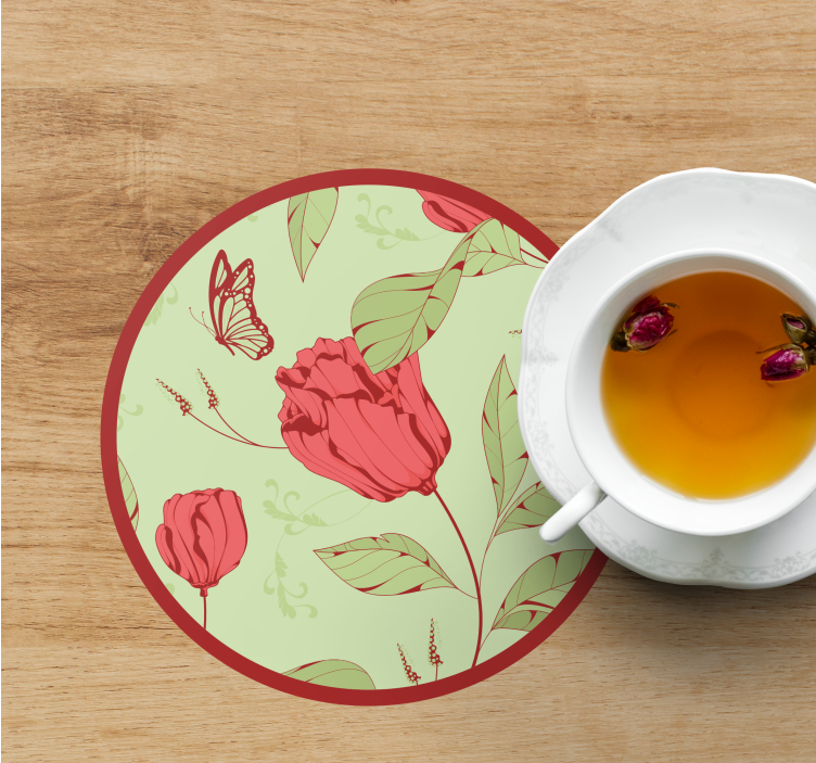 Untersetzer modern mit floralen schmetterlingen - TenStickers