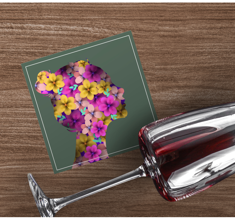 Untersetzer modern mit floralen silhouettenprofilen - TenStickers