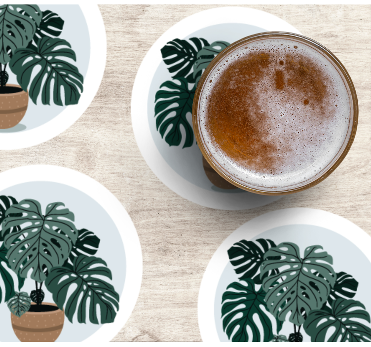 Untersetzer modern mit monstera pflanzenillustration - TenStickers