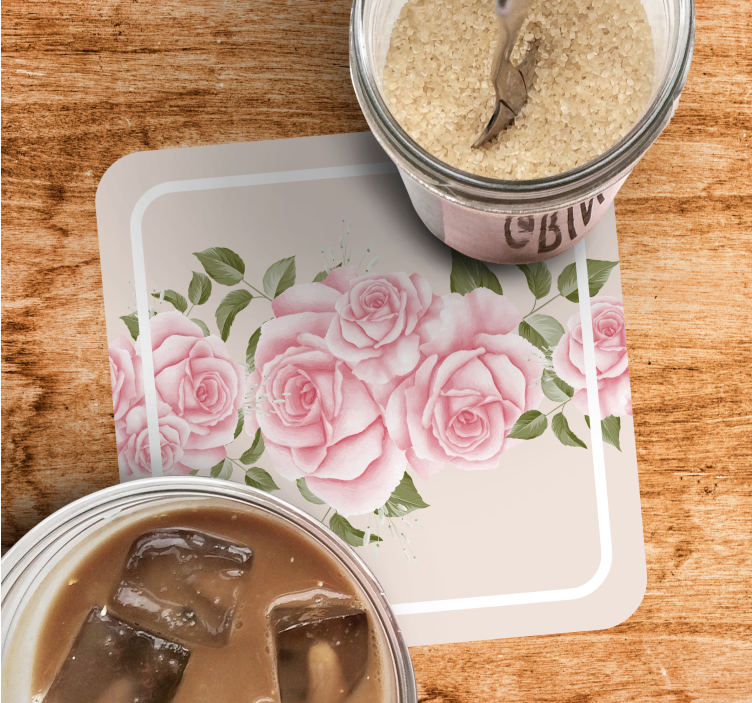 Untersetzer modern mit pinkem blumenarrangement - TenStickers