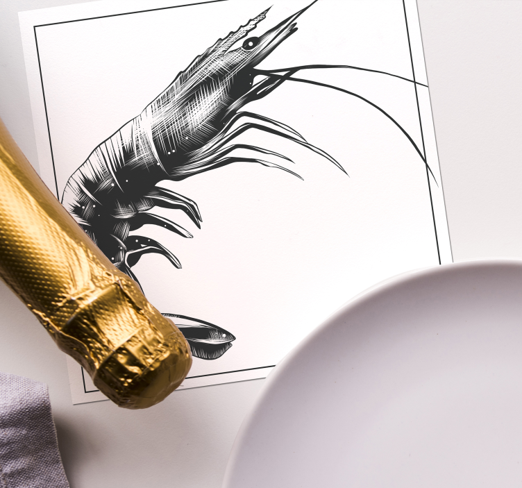Untersetzer modern mit stilisierter garnelenillustration - TenStickers