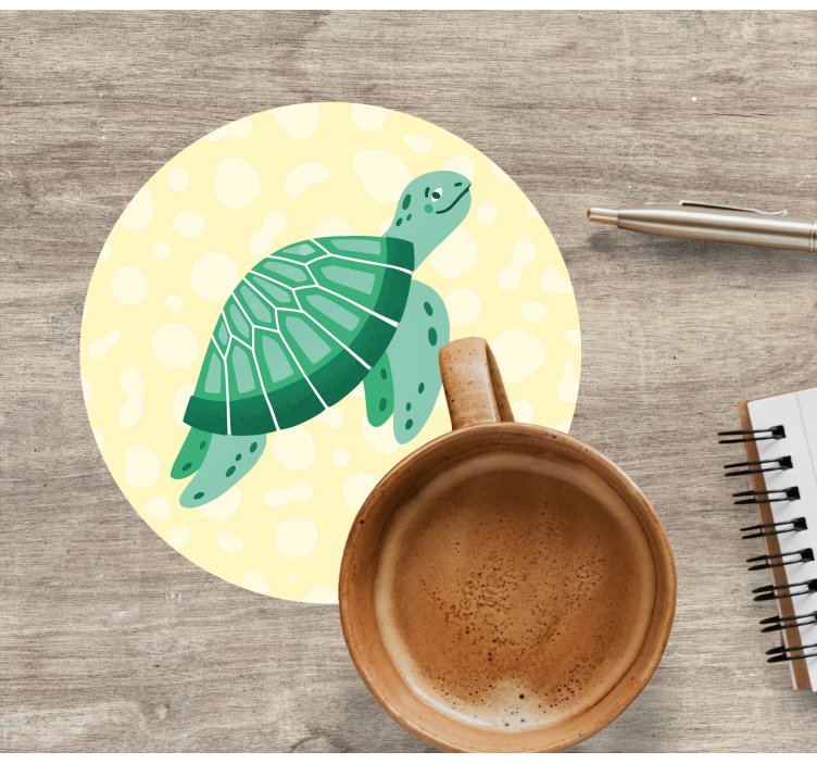 Untersetzer modern mit verspielter grüner schildkröte - TenStickers