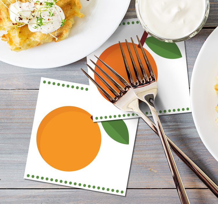 Untersetzer modern orange mit blatt - TenStickers