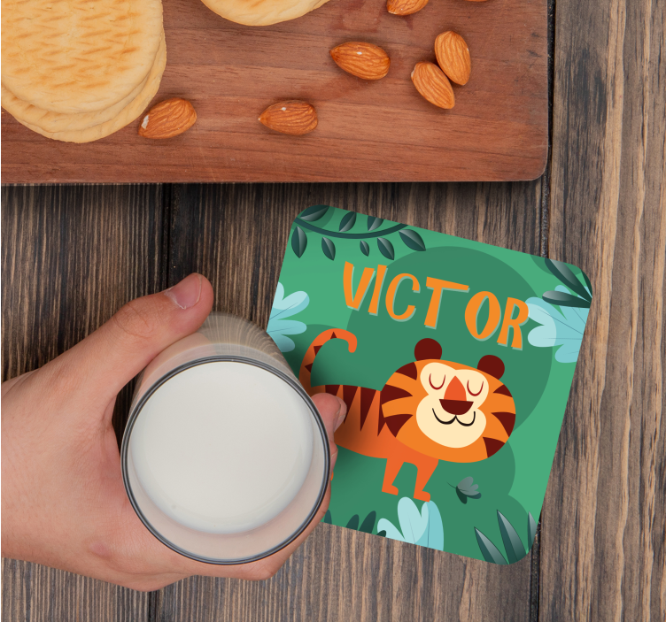 Untersetzer personalisiert fröhliche tiger-illustration - TenStickers