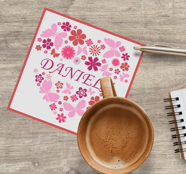 Untersetzer personalisiert herzblumenarrangement - TenStickers