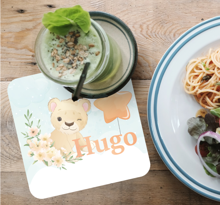 Untersetzer personalisiert lustiger löwe mit stern - TenStickers