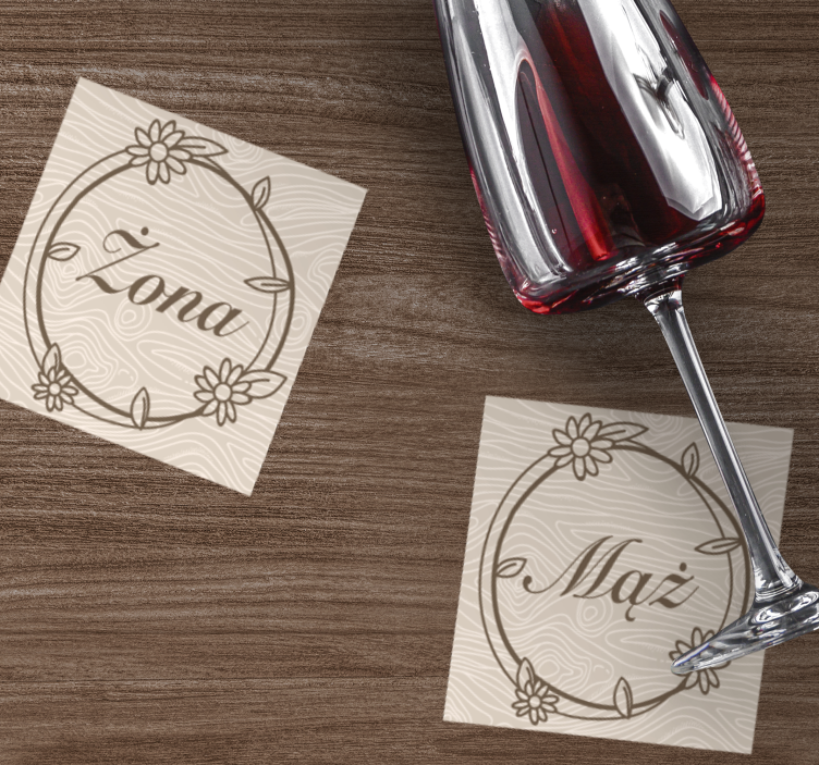 Untersetzer personalisiert mit floralem monogramm - TenStickers