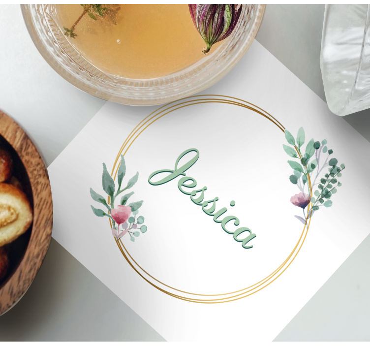Untersetzer personalisiert mit floralem namen - TenStickers