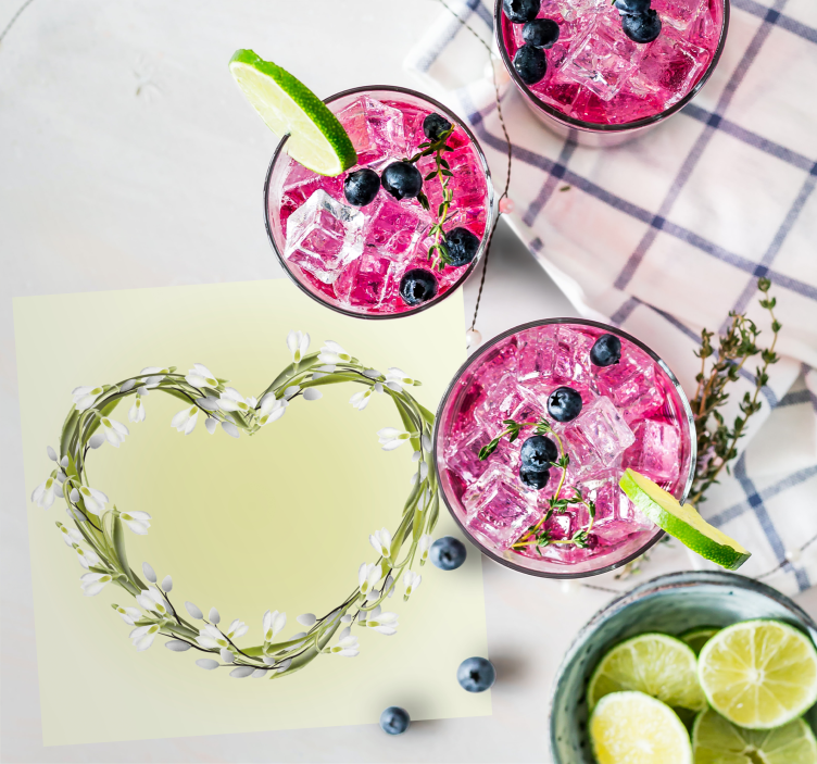 Untersetzer personalisiert mit herzförmigem blumenmotiv - TenStickers