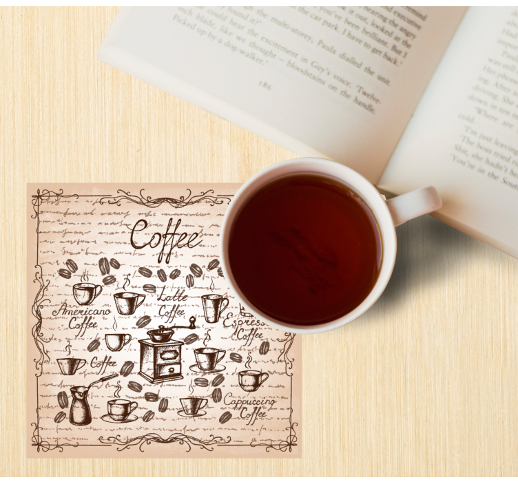 Untersetzer personalisiert mit kaffeetypen illustration - TenStickers