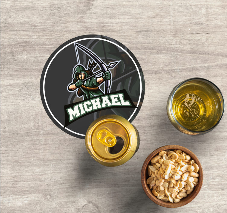 Untersetzer personalisiert mit namen des bogenschützen - TenStickers