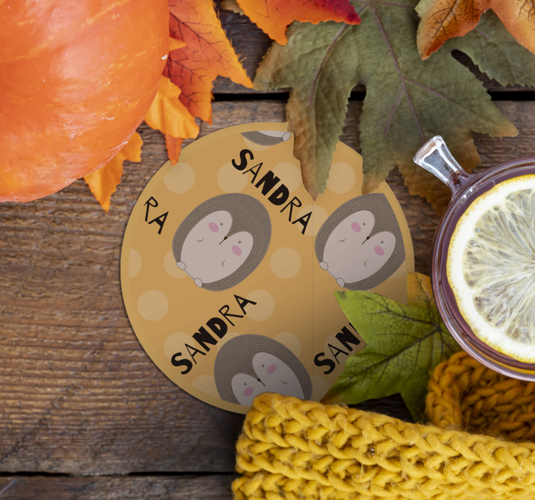 Untersetzer personalisiert mit niedlichem igelmuster - TenStickers