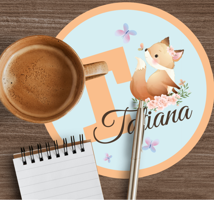 Untersetzer personalisiert mit verspieltem fuchsdesign - TenStickers