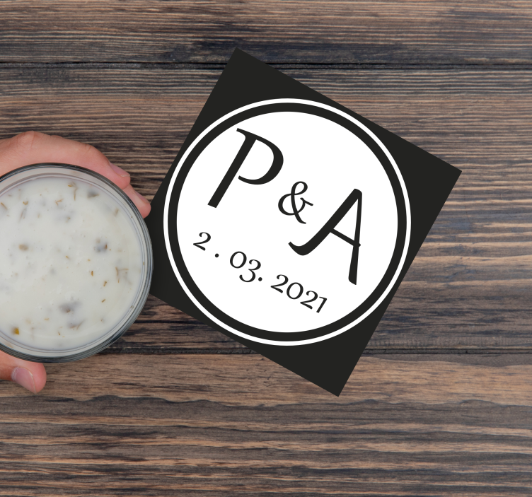 Untersetzer personalisiert monogramm initialen paar - TenStickers