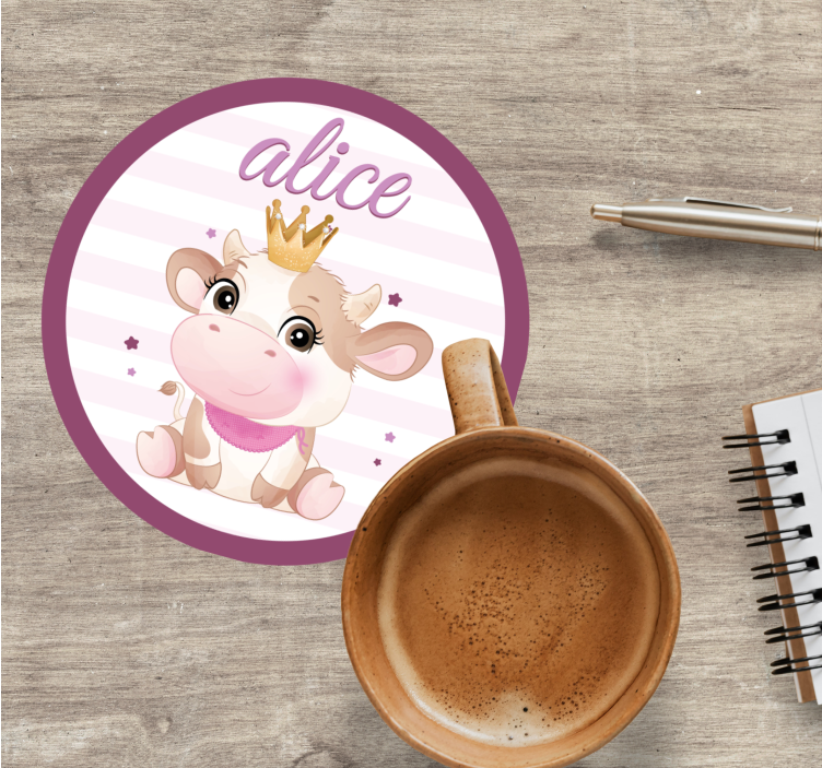 Untersetzer personalisiert niedlicher kuh charakter - TenStickers