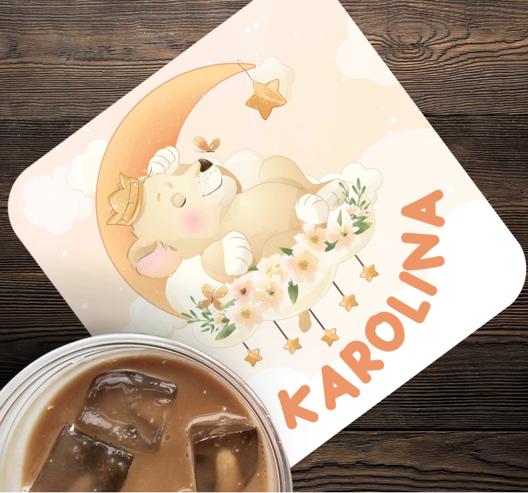 Untersetzer personalisiert schlafender bär mit sternen - TenStickers