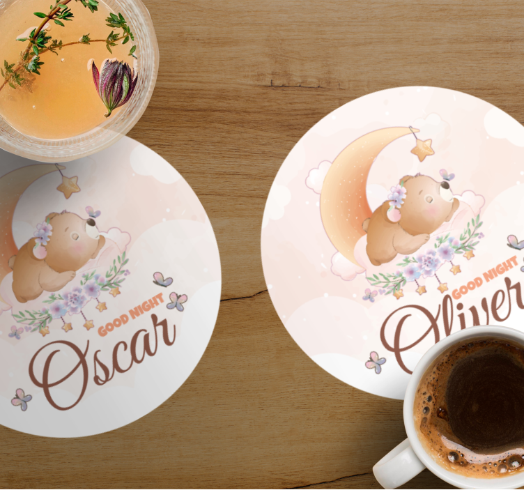Untersetzer personalisiert süßes bären schlafthema - TenStickers