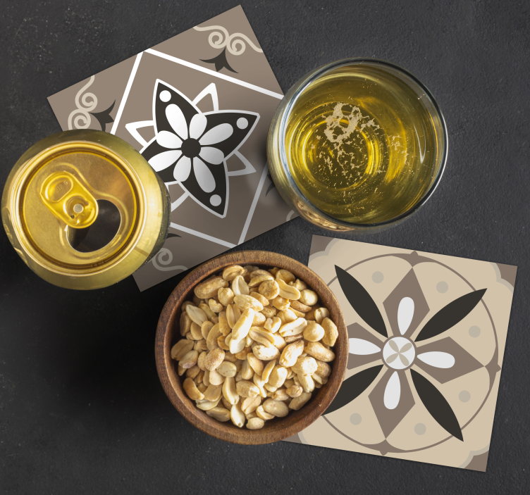 Untersetzer set mit geometrischem blumenmuster - TenStickers