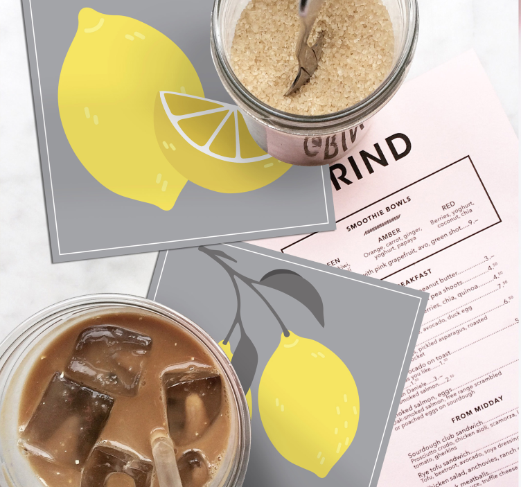 Untersetzer set mit zitronenillustrationen - TenStickers