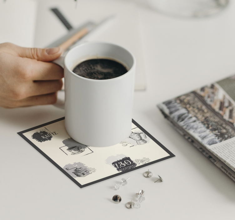 Untersetzer Vintage 7:30 morgens Kaffee - TenStickers