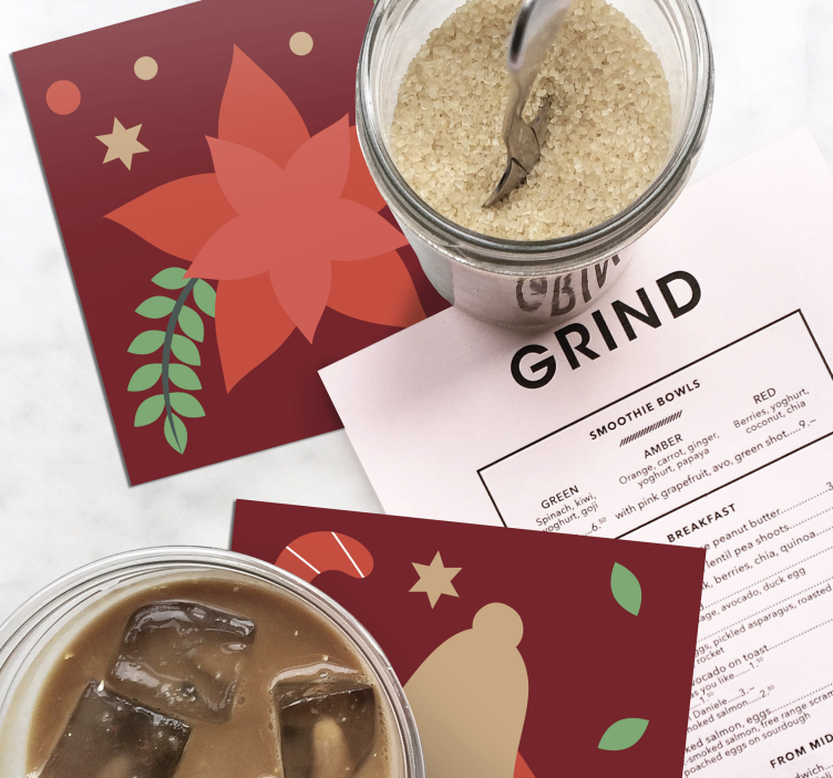 Untersetzer weihnachten mit weihnachtsstern und glocken - TenStickers