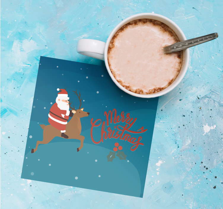 Untersetzer weihnachten santa auf dem rentier - TenStickers