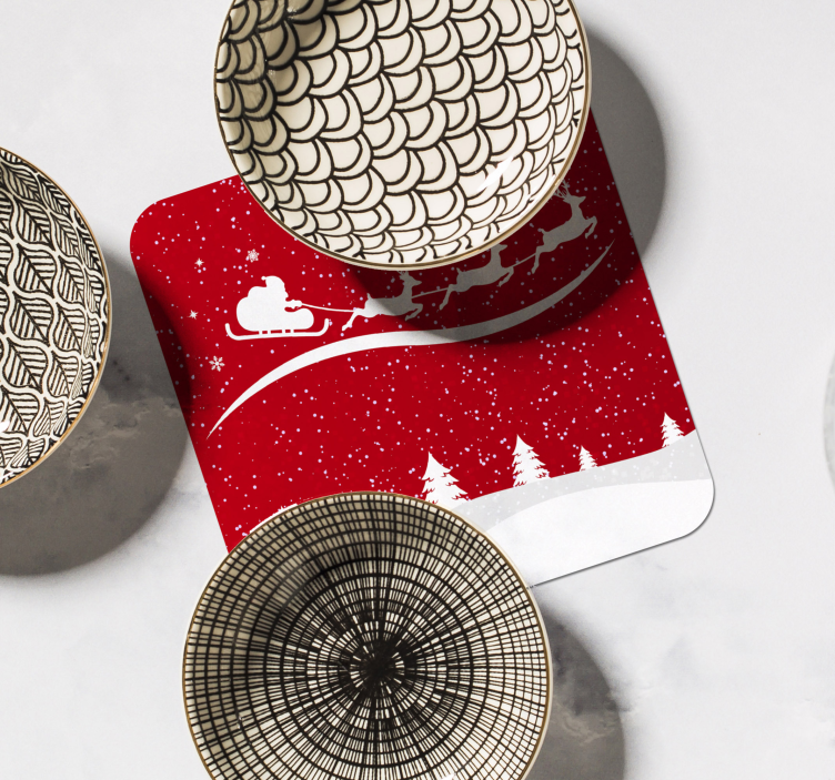 Untersetzer weihnachten santa-schlitten mit rentieren - TenStickers